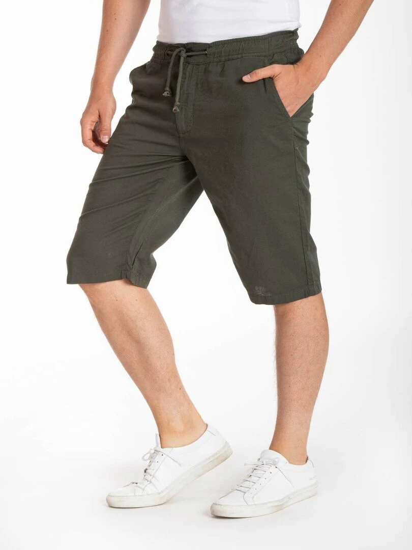 Bermuda coton lin MANNY 'Rica Lewis'   Kaki