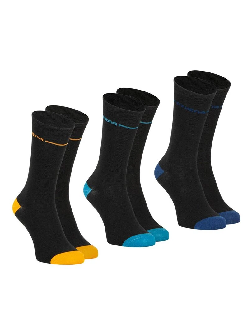Lot de 3 paires de chaussettes mi hautes homme Easy Color Noir