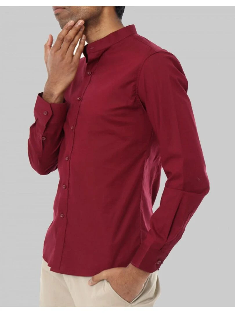 Chemise Col Mao Kebello Bordeaux