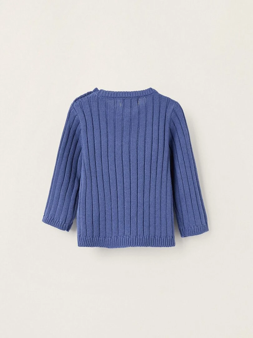 Pull en Maille de Coton pour Nouveau Né ATLANTIC COMPANY Bleu
