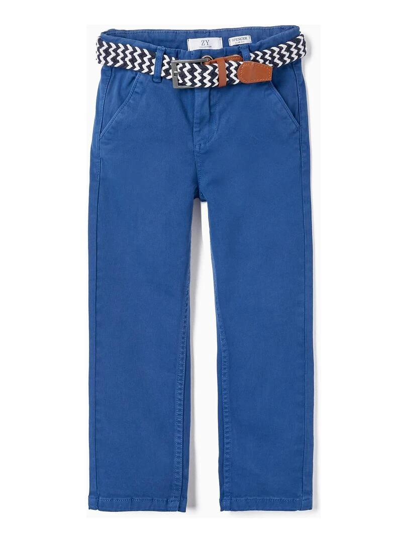 Pantalon en sergé de coton avec ceinture pour garçon ATLANTIC COMPANY Bleu foncé