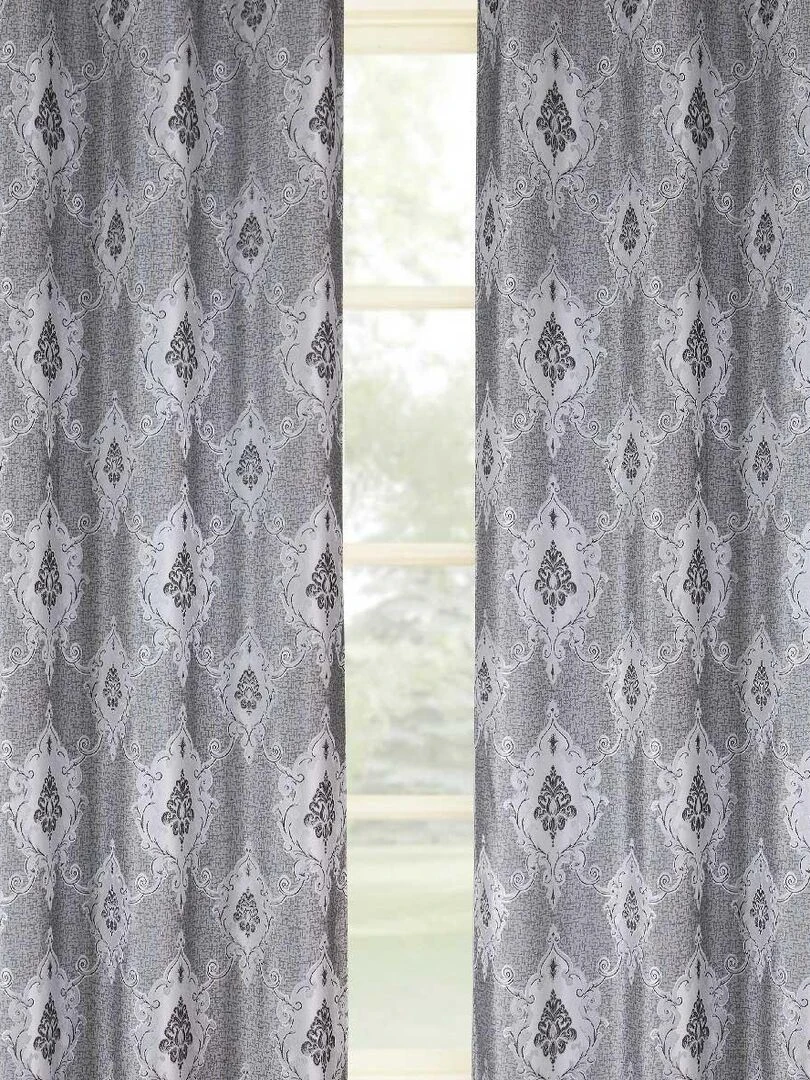 Paire de rideaux tamisants baroque Gris clair