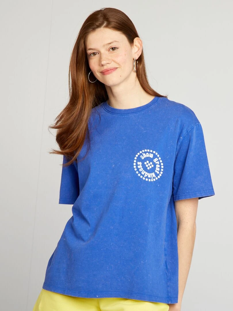T shirt ample imprimé   Bleu