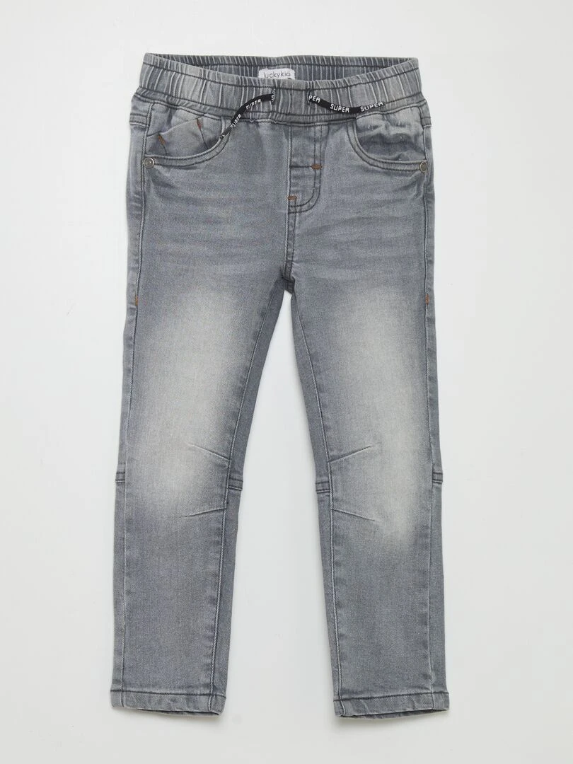 Jean à taille élastiquée avec cordons Gris délavé