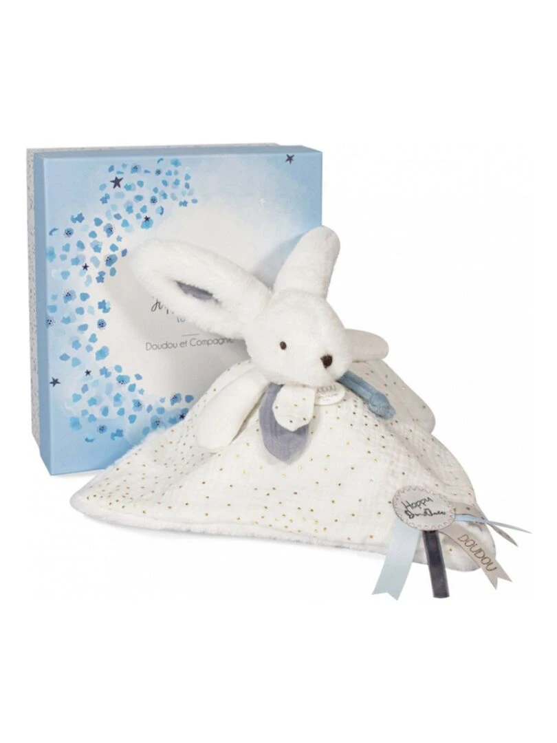 Doudou plat avec coffret lapin bleu Happy Glossy N/A