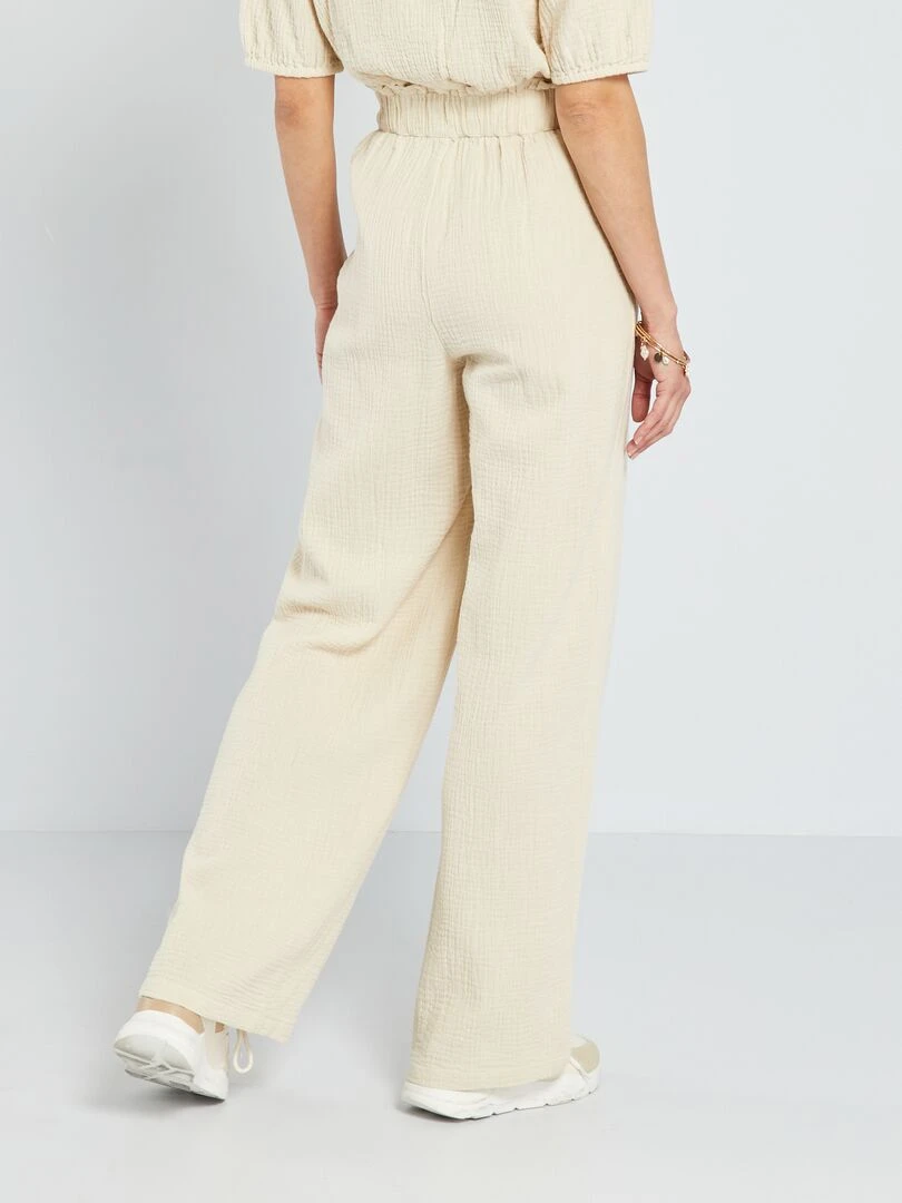 Pantalon large en gaze de coton   Beige