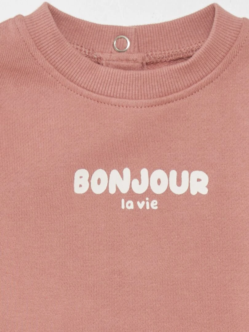 Sweat en molleton fin   Rose