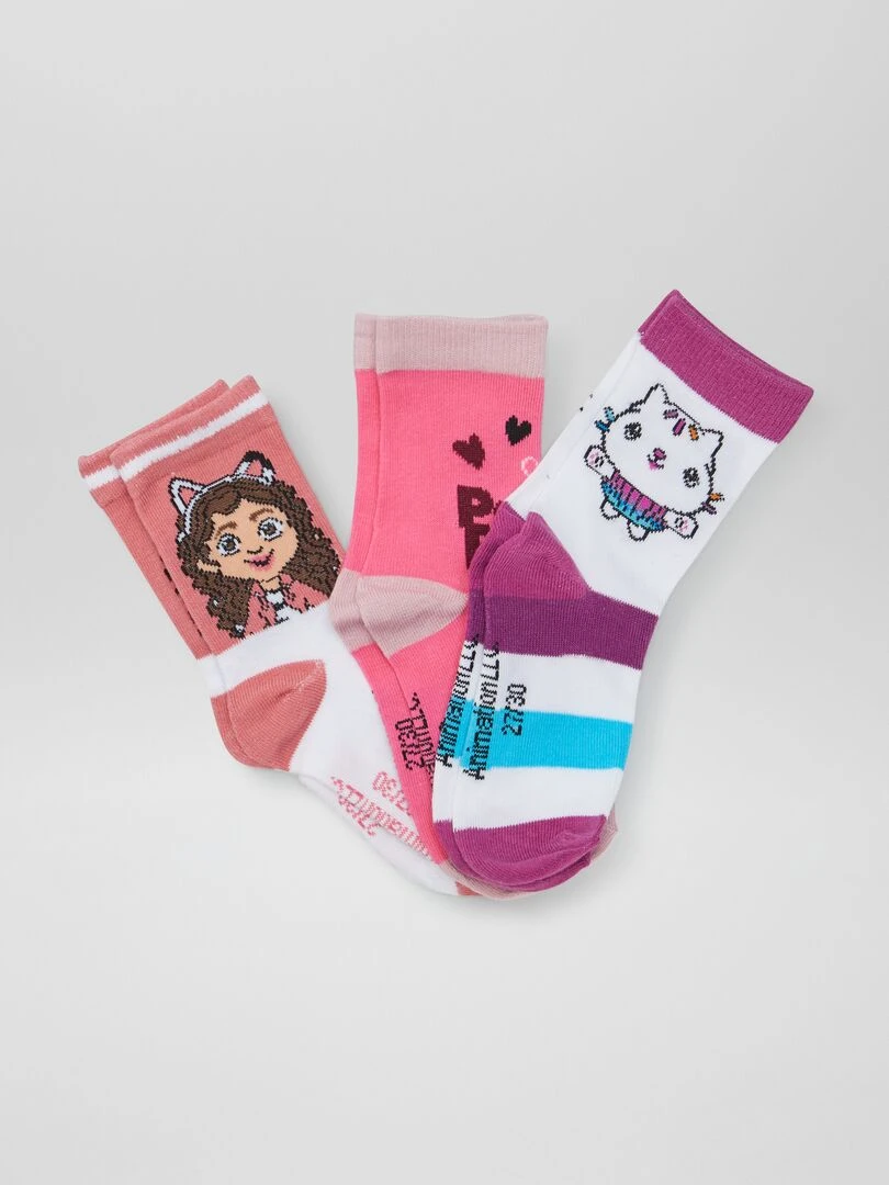 Lot de chaussettes 'Gabby et la maison magique' 3 paires Rose/violet