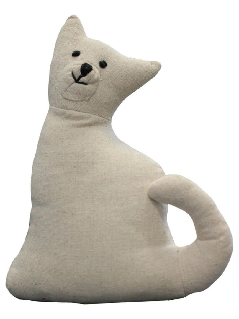 Chaton tissu décoratif 23 cm Beige