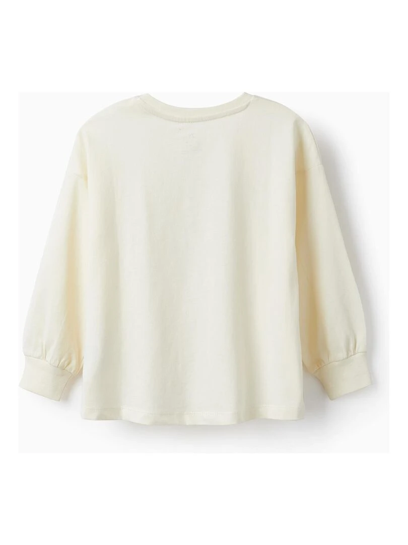 T shirt à manches longues en coton avec paillettes pour fille manches longues NORTHERN CALLING Blanc