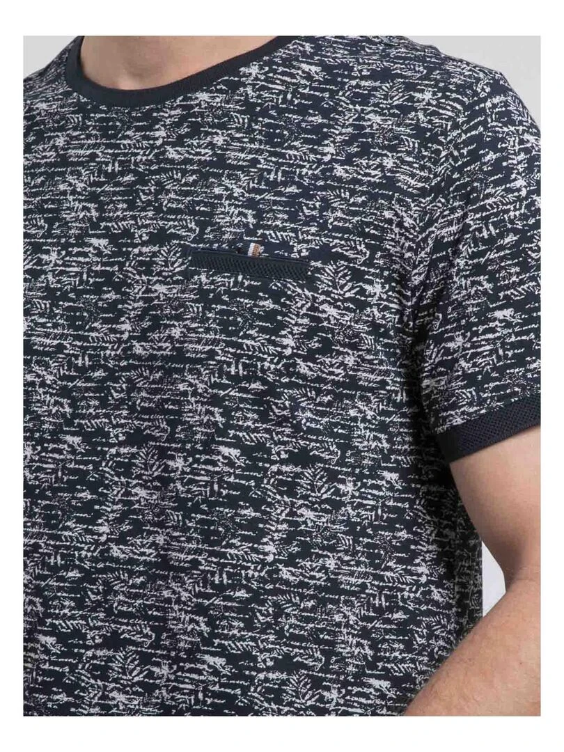 T shirt col rond pur coton NORIMA Bleu marine