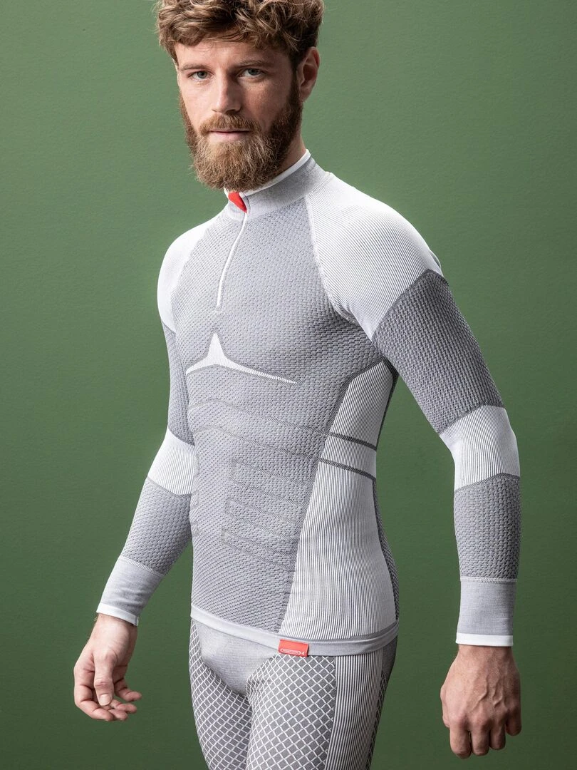 T shirt col zippé Energy Thermolactyl 4 homme DamartSport Gris clair