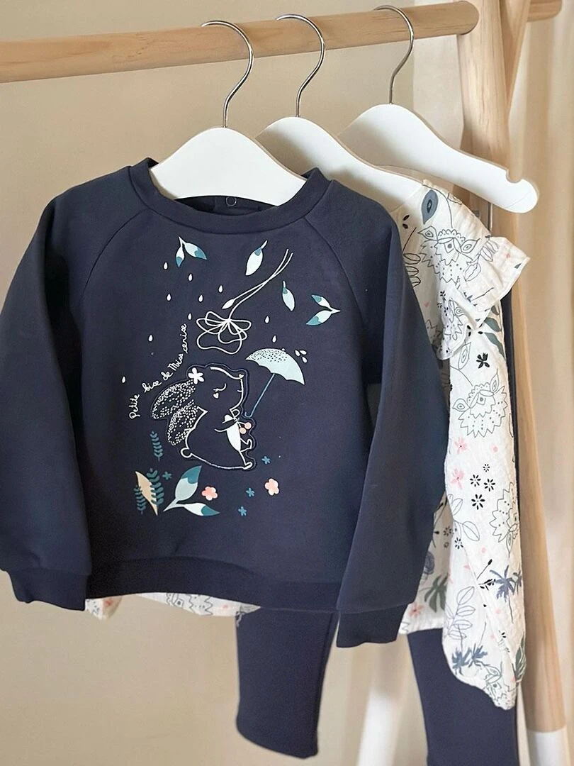 Sweat shirt bébé en molleton Misscerise   Bleu