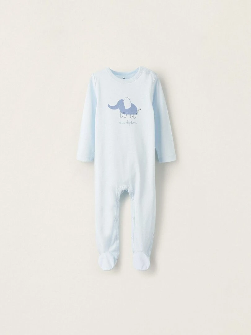 Grenouillère en jersey de coton pour bébé garçon 'Mini Elephant' manches longues ESSENTIALS LINE Bleu