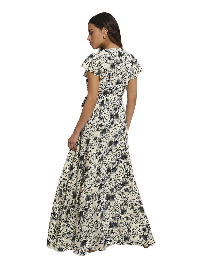 Robe longue estivale manches courtes Honolulu Ecru