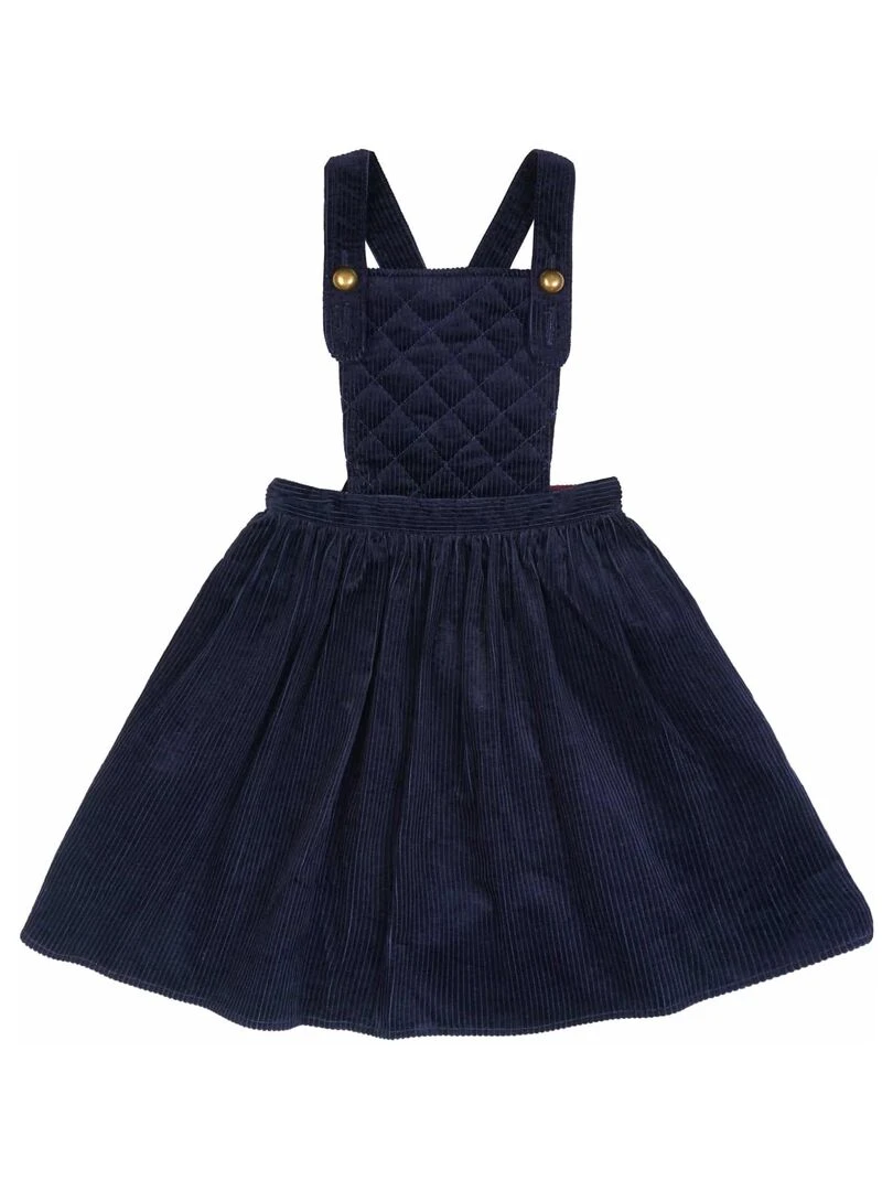 Robe Salopette Fille  Velours Bleu Marine  ECOLIÈRE   'LA FAUTE A VOLTAIRE'   Bleu marine