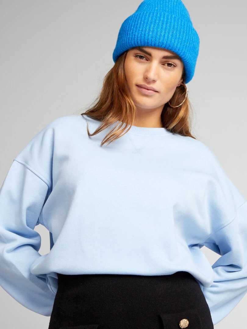 Sweat en molleton uni Bleu clair