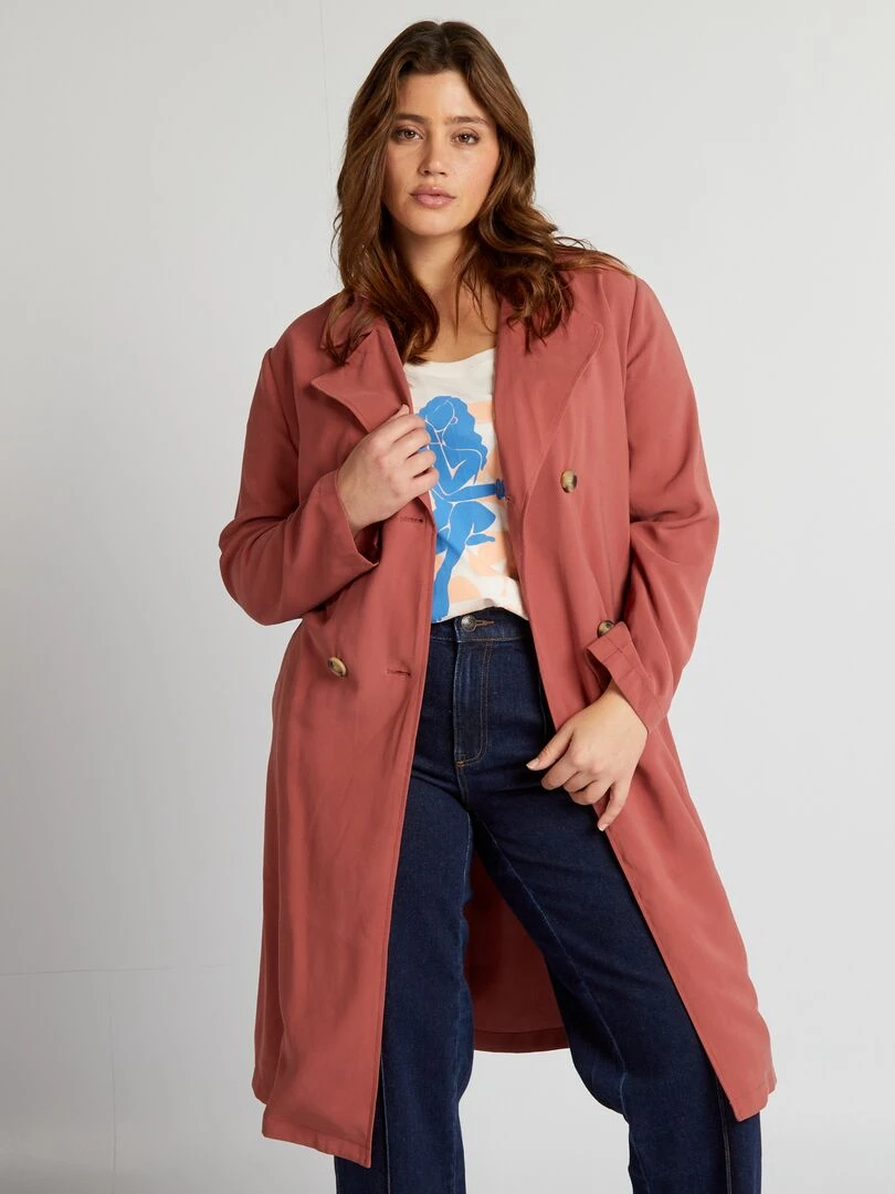 Trench fluide double boutonnage ROUGE