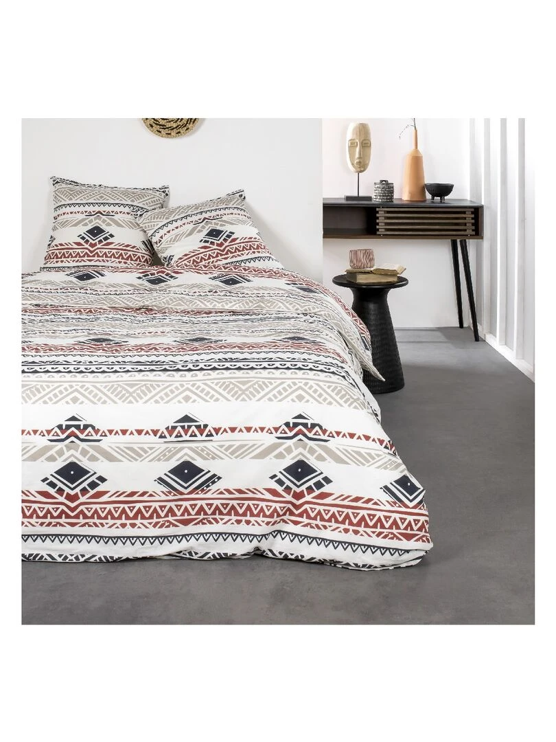 Parure de lit 2 personnes imprimé 'SUNSHINE GAIA' 'TODAY' Beige