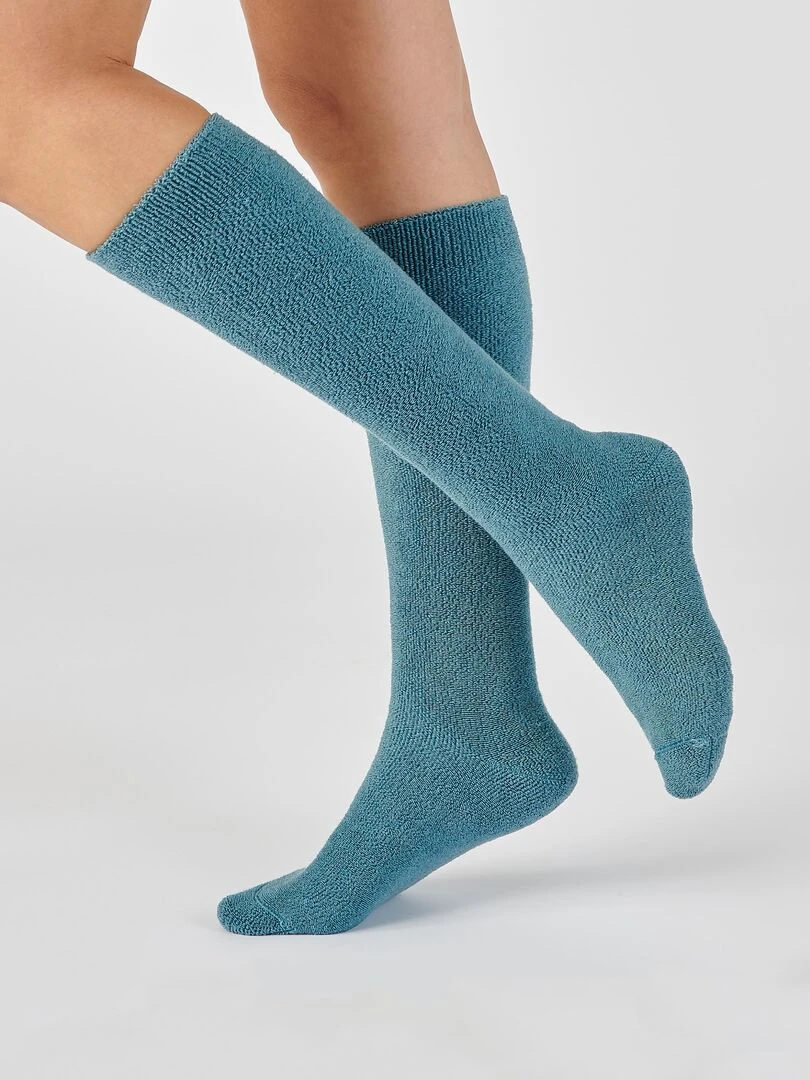 Chaussettes maille jersey bouclette Thermolactyl Damart Bleu gris