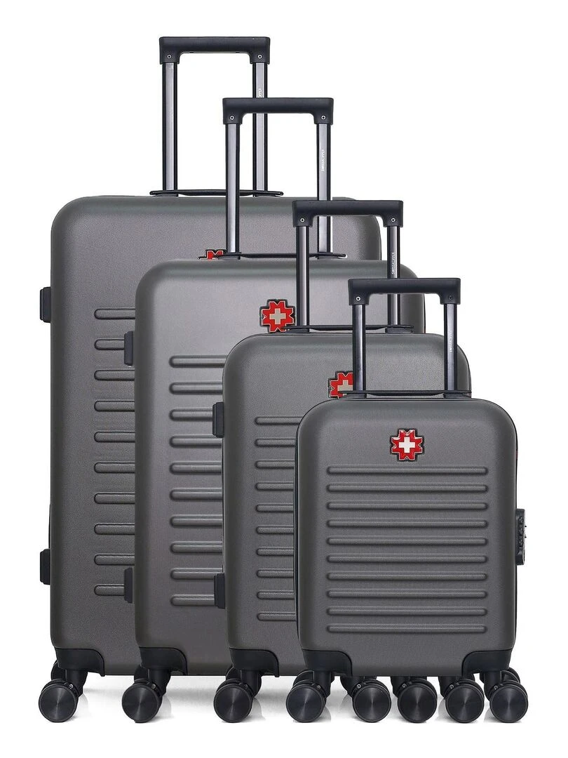 Set de 4 Valises Rigides Grand Format Taille Moyenne Valise Cabine et Vanity WIL M Gris foncé