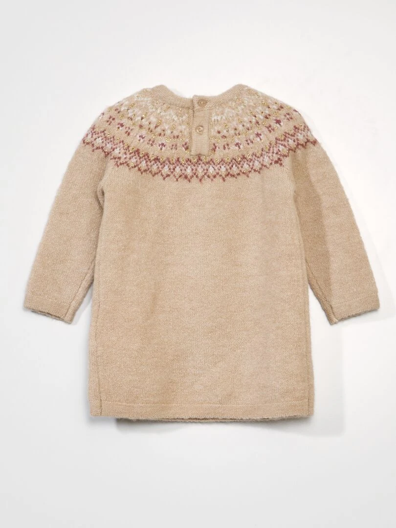 Ensemble robe jacquard + collants   Beige