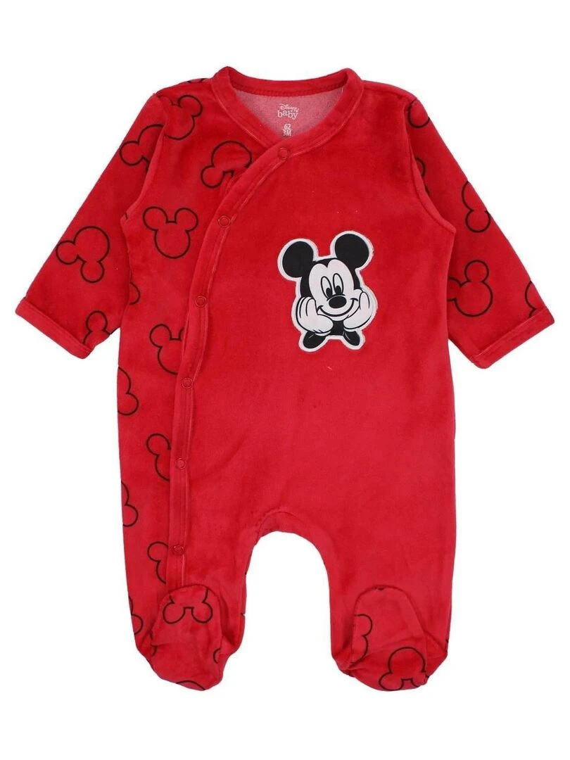 Disney Grenouillere bébé garçon imprimé Mickey en coton Rouge