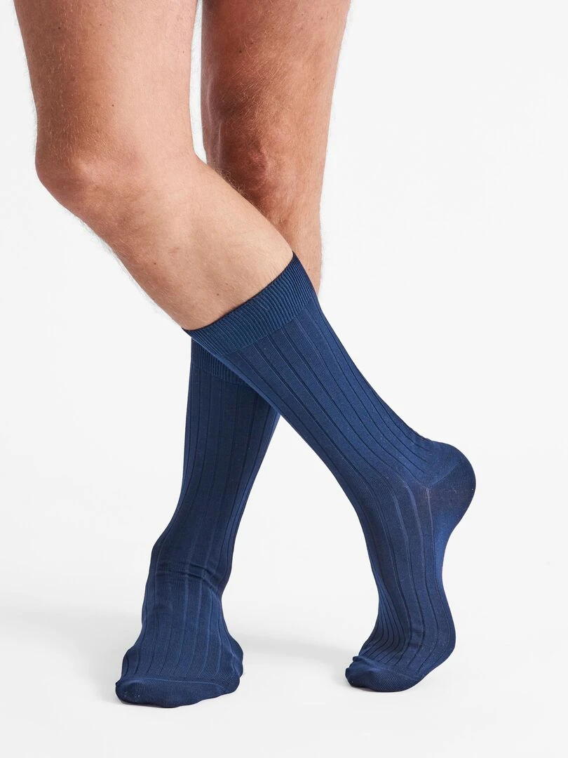 Chaussettes à base de fil d Écosse mélangé Damart Bleu marine