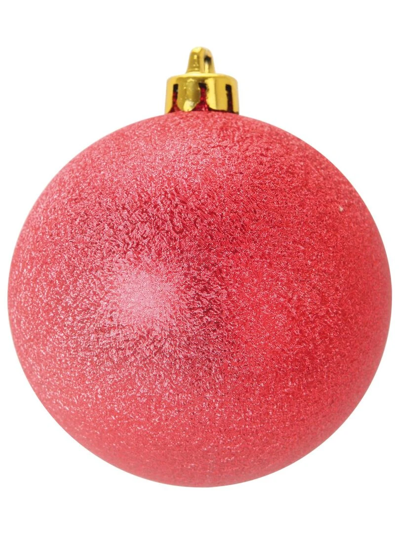 Set de 4 boules metalisees de noel Rouge
