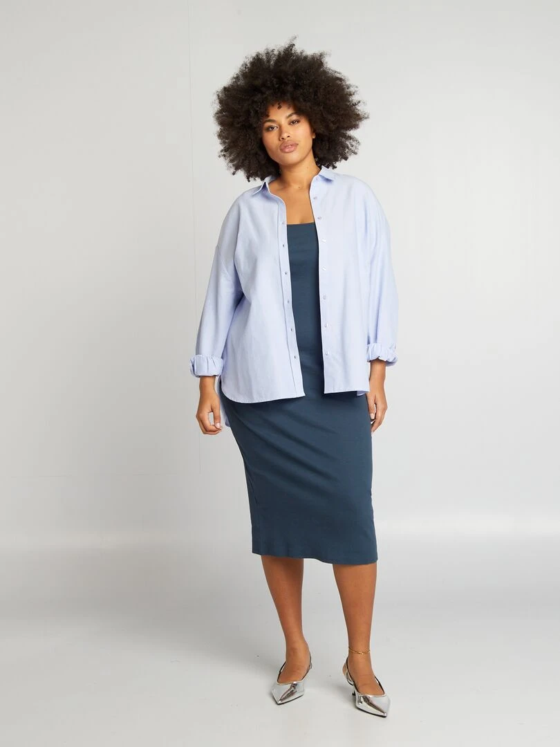Robe midi côtelée Bleu marine