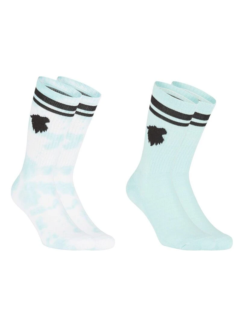 Lot de 2 paires de tennis uni et Tie and Dye Comme Des Loups Bleu turquoise