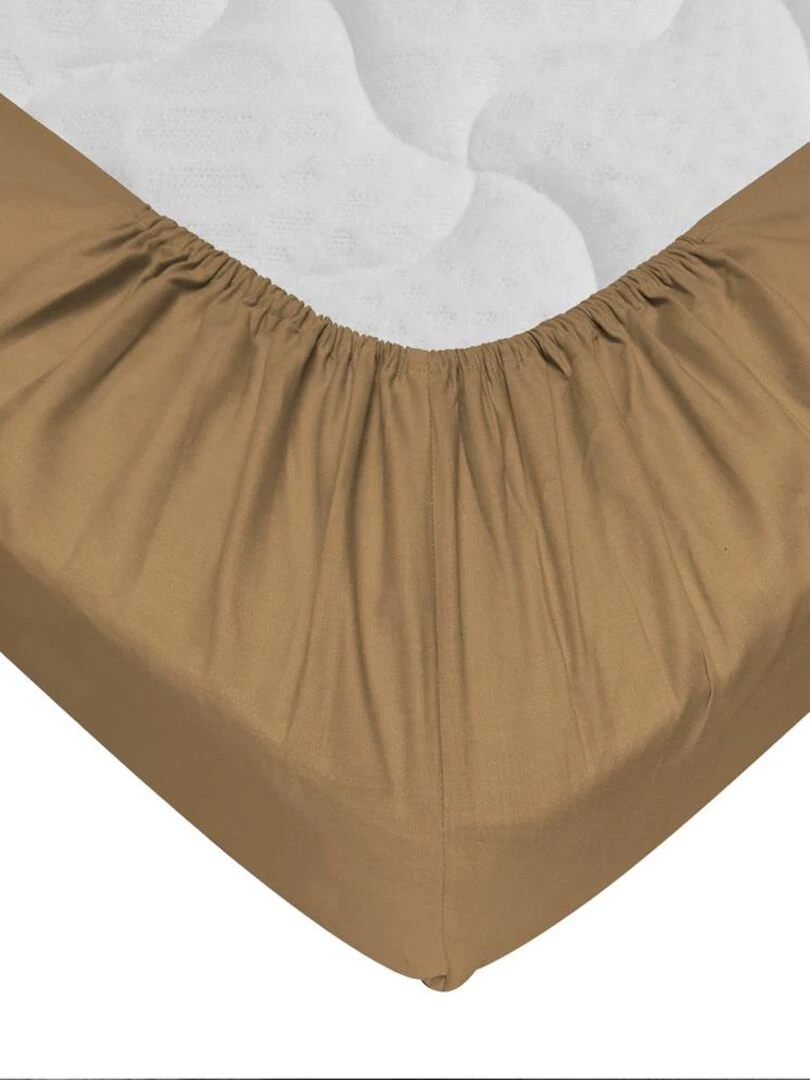 Drap housse 100% Coton 57 Fils Ocre   180 x 200 cm   Bonnet 30 cm   Moutarde