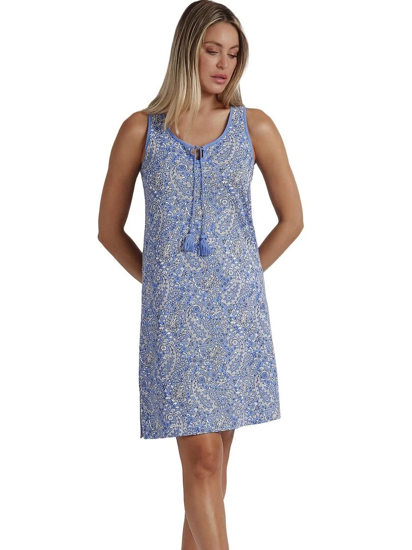 Chemise de nuit sans manches Love Cachemire Bleu
