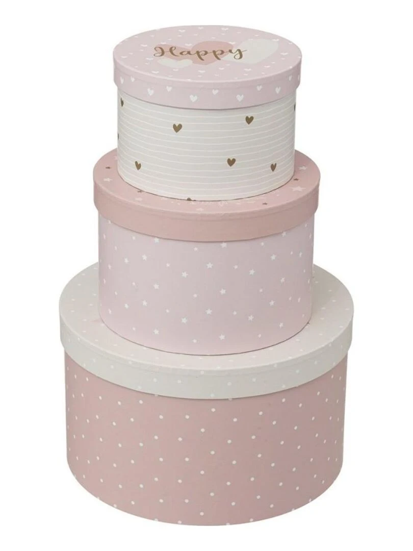 Lot de 3 boites rondes Thalie Rose