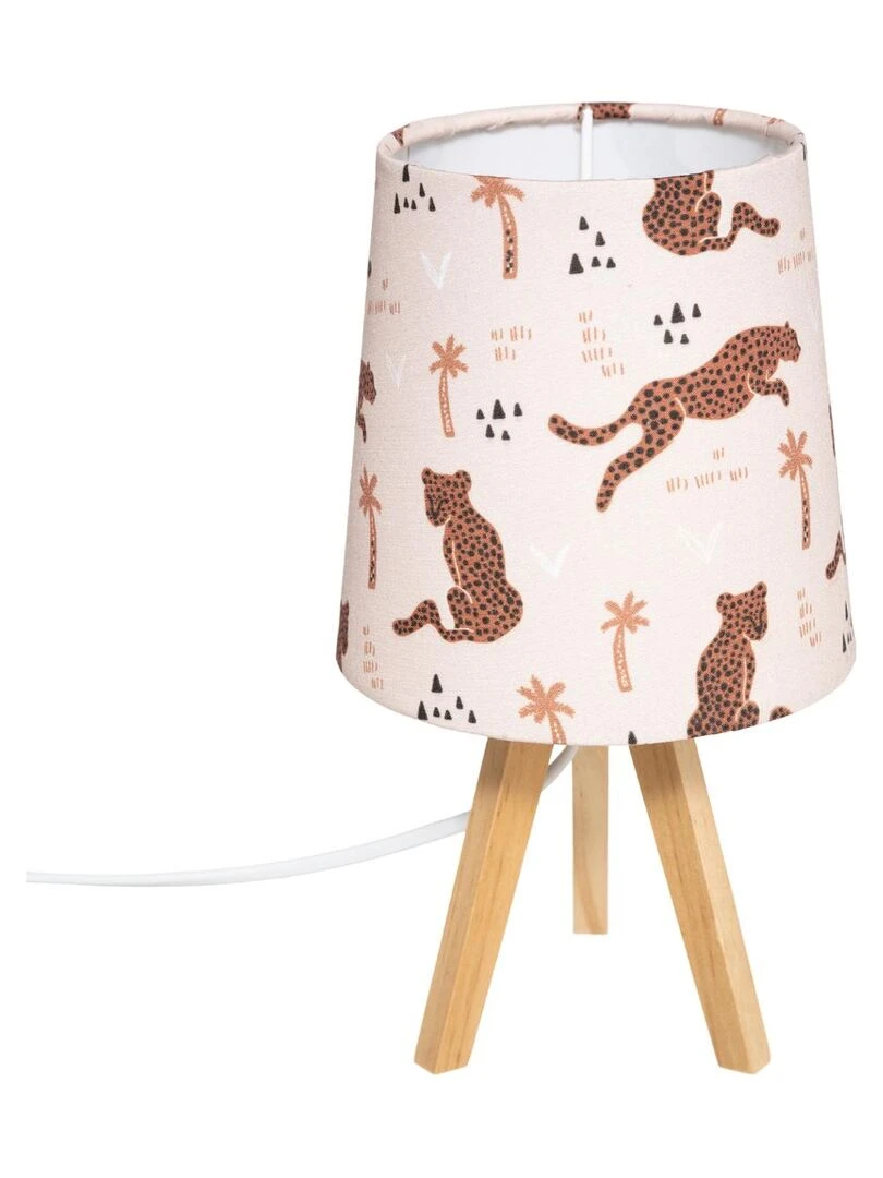 Lampe en bois Panthère H23.5 cm Rose