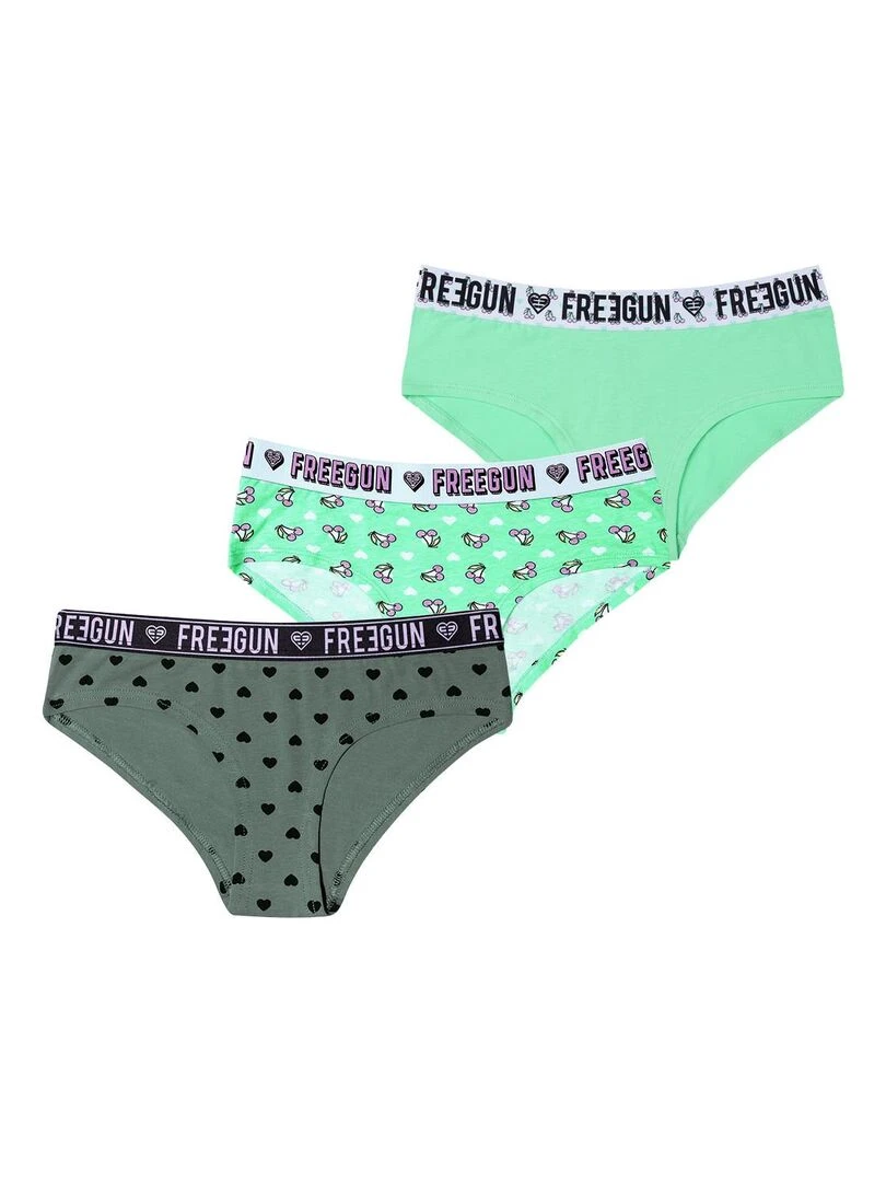 Lot de 3 culottes fille Print Freegun Bleu turquoise