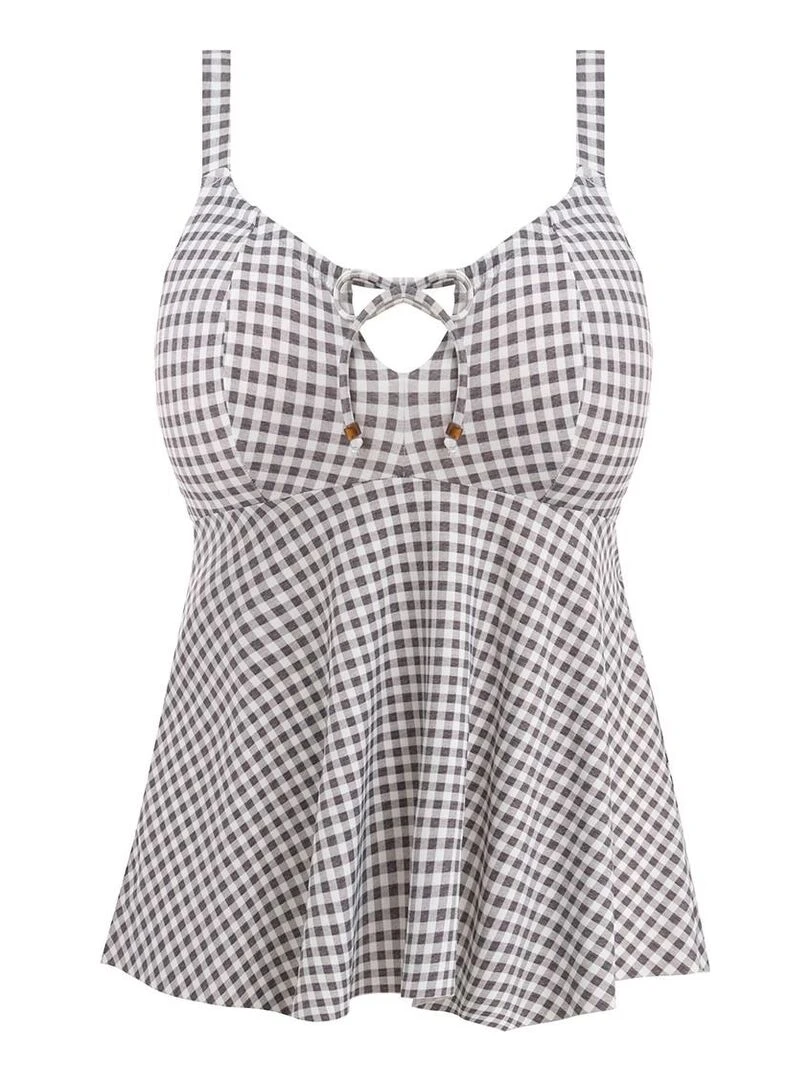 Haut de maillot tankini grande taille Checkmate   Gris