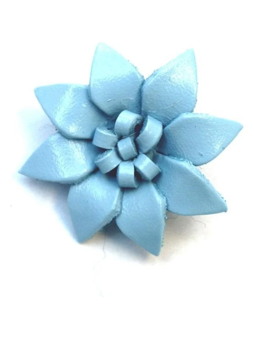 Petite Broche fleur en cuir  Bijoucolor   Bleu clair