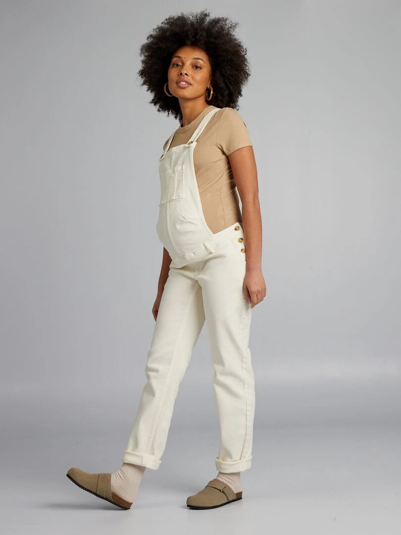 Salopette de grossesse en denim stretch Beige