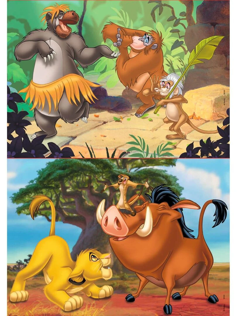 Puzzle 2 x 20 pièces : Animaux Disney : Le Roi Lion et Le Livre de la jungle N/A