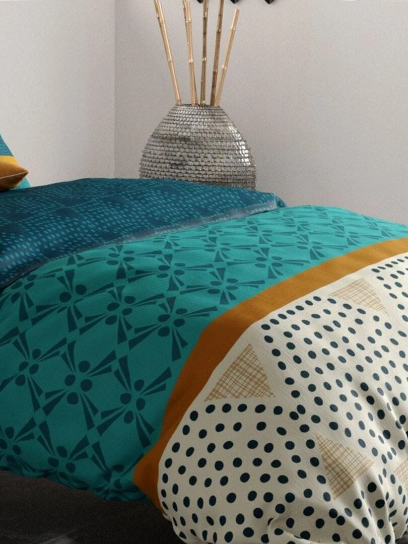 Housse de couette  Oda + taie(s) coton 57 fils   Bleu
