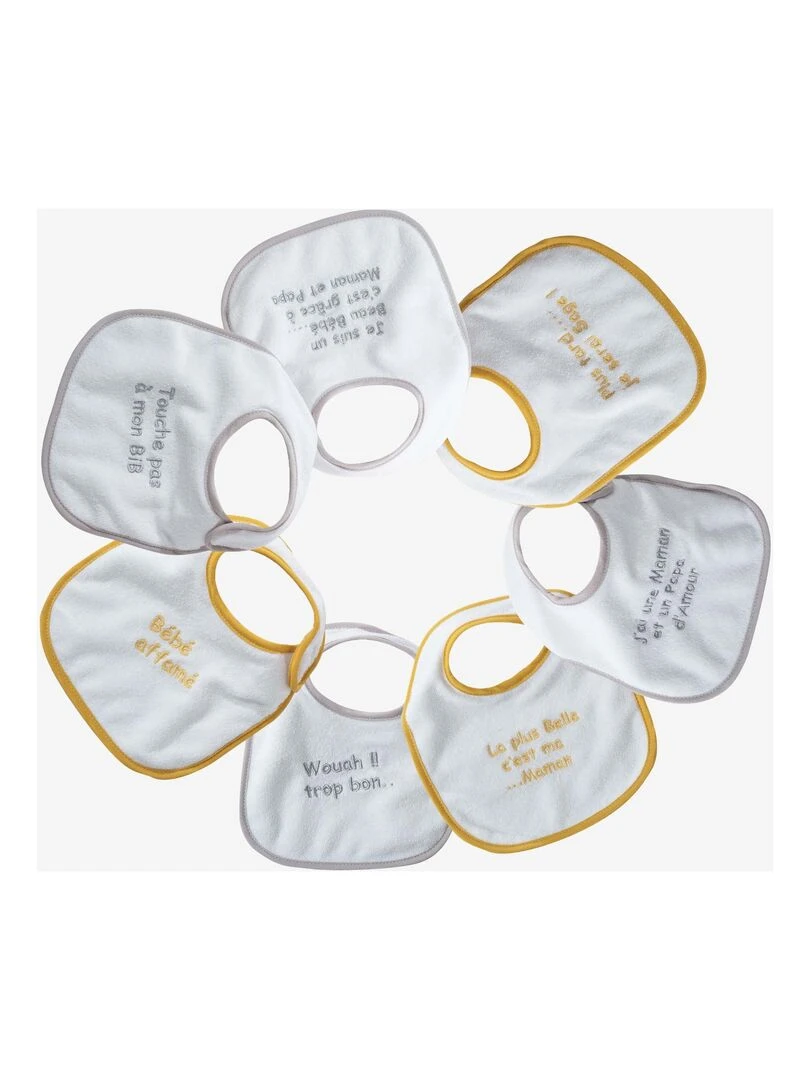 Lot de 7 bavoirs de naissance à velcro Maman et papa d'amour Vert