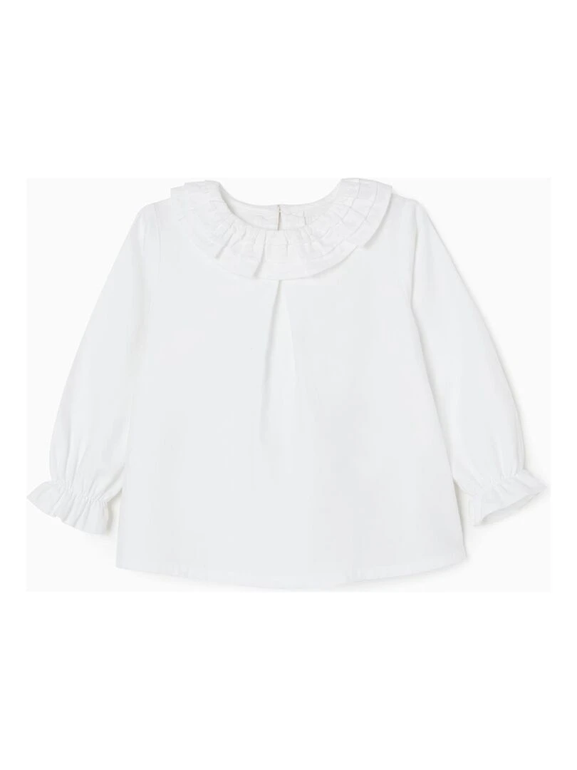 Chemisier en Coton Bébé Fille manches longues ALPINE LUXURY Blanc