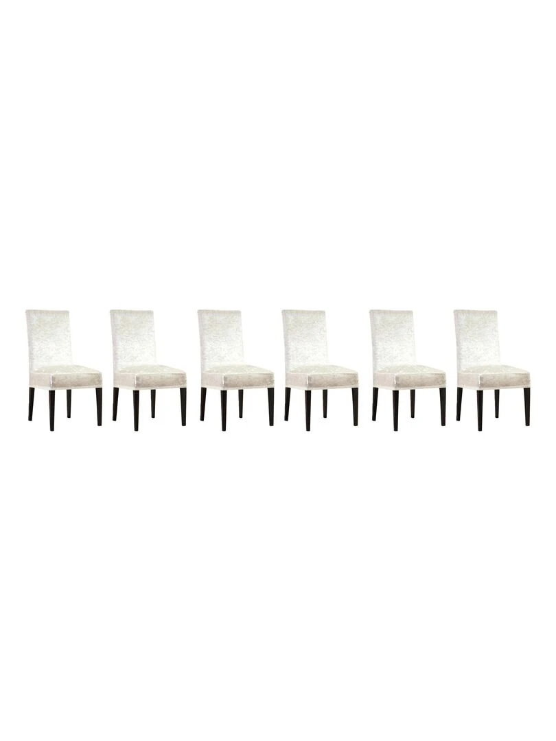 Lot de 6 Housses de chaise velours Ecru Ecru
