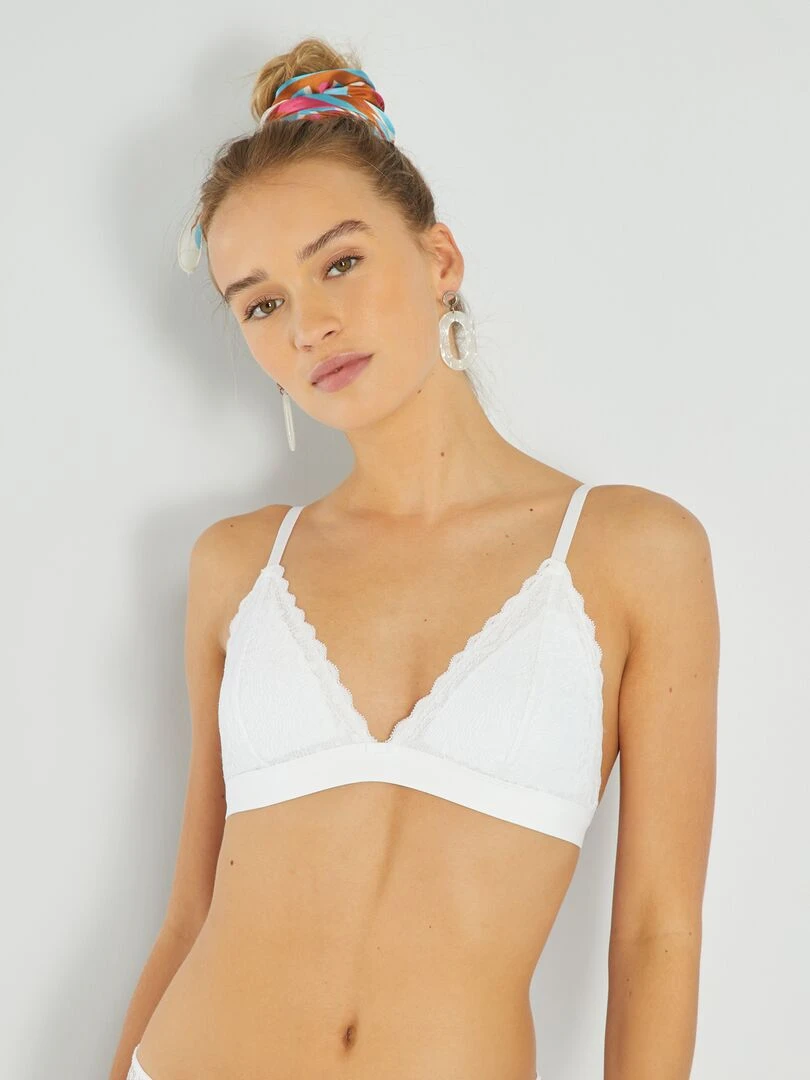 Triangle dentelle paddé   blanc