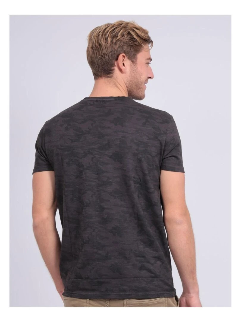 T shirt col rond pur coton motifs NENDRIX Gris