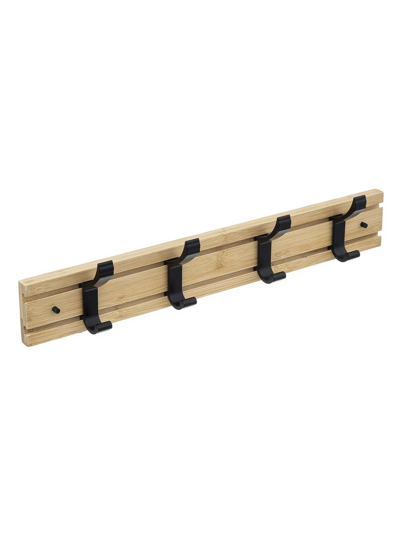 Patère bambou 4 têtes coulissantes Beige