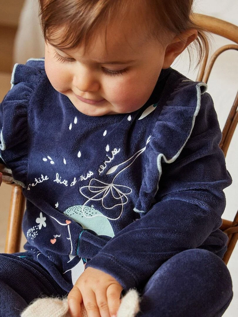 Pyjama bébé en velours Misscerise   Bleu