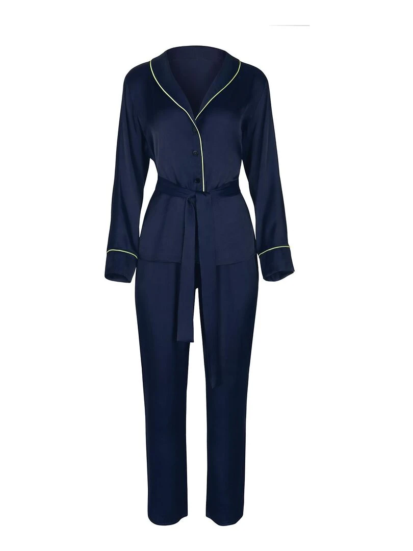 Pyjama pantalon chemise manches longues Jive   Bleu