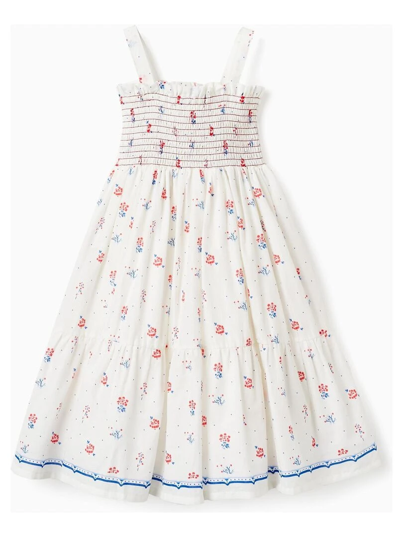 Robe Florale à Bretelles En Coton Pour Fille manches courtes PICASSO Beige clair